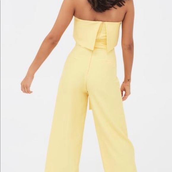 Double Layer Bandeau Wide Leg Jumpsuit In Yellow - Picture 4 of 8